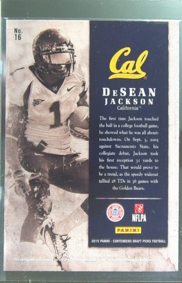 2015 Contenders Draft Picks DeSean Jackson #16 Bears Old School Colors - Image 3