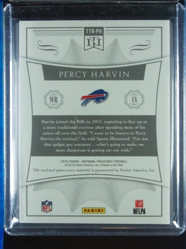 2015 Panini National Treasures Percy Harvin MEM SN49 #TTR-PH Vikings Tremendous - Image 3