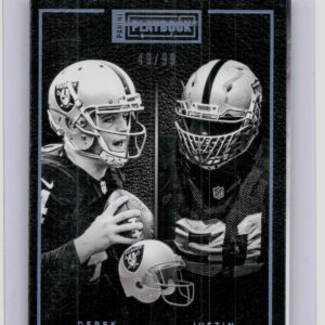 2015 Panini Playbook Justin Tuck / Derek Carr Platinum SN99 #11 Raiders