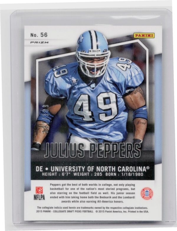 2015 Prizm Collegiate Draft Picks Julius Peppers Prizms Camo /199 #56 - Image 3