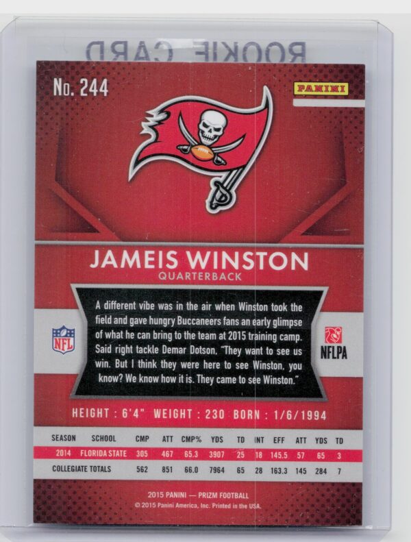 2015 Prizm Jameis Winston SP RC VAR #244 Buccaneers - Image 3