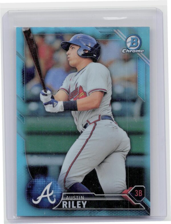 2016 Bowman Draft Austin Riley Chrome Sky Blue Refractor #BDC-165 Braves