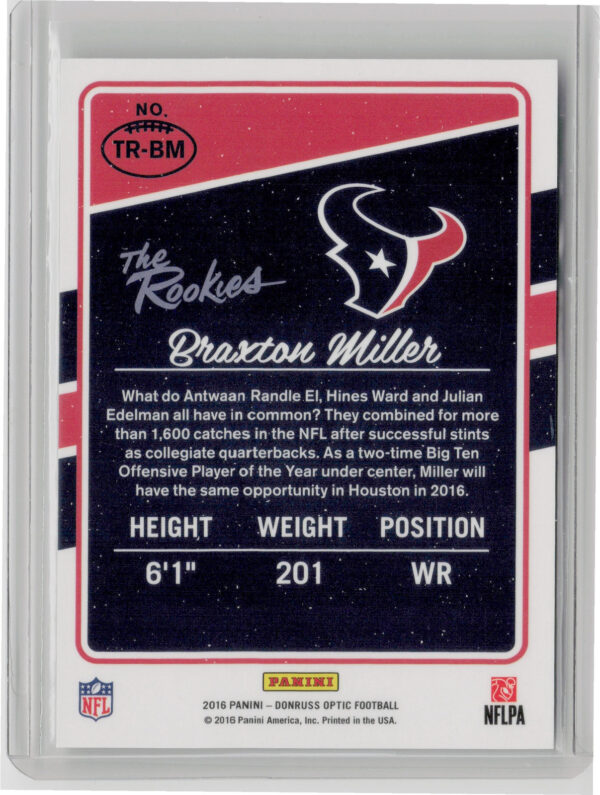 2016 Donruss Optic Braxton Miller #TR-BM Texans The Rookies - Image 3