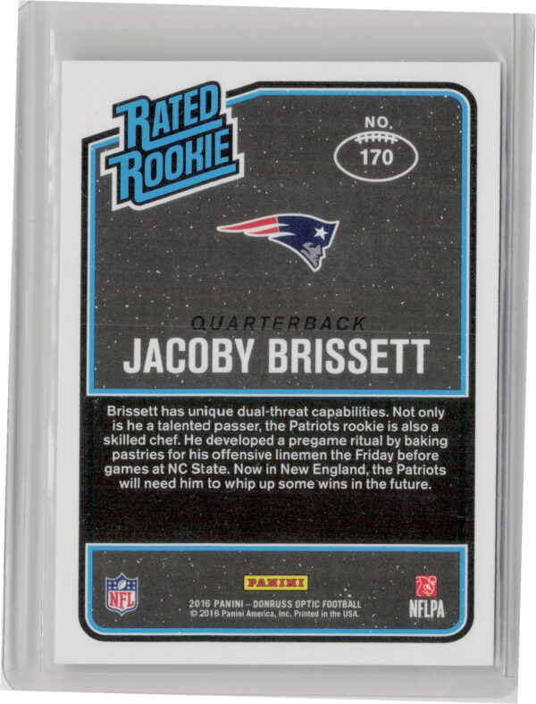 2016 Donruss Optic Jacoby Brissett RC #170 Patriots - Image 3