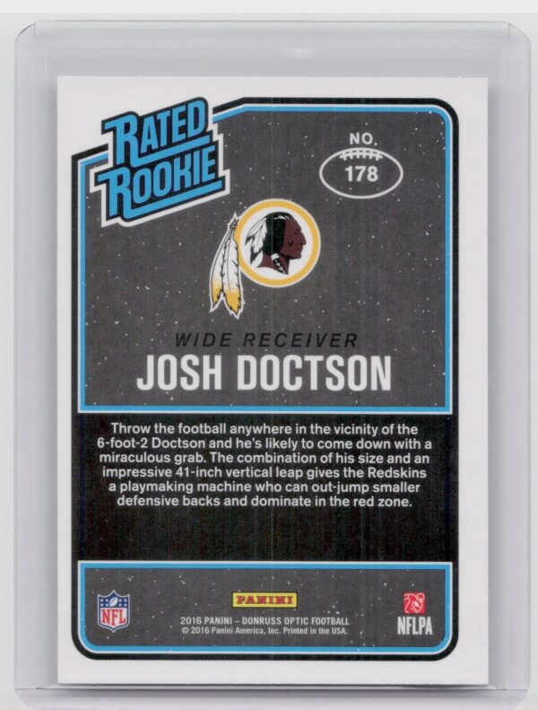2016 Donruss Optic Josh Doctson RC #178 Redskins - Image 3