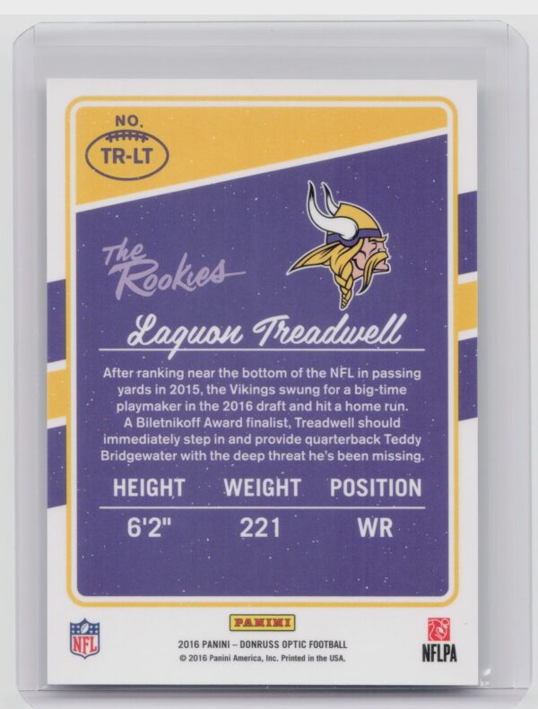 2016 Donruss Optic Laquon Treadwell #TR-LT Vikings The Rookies - Image 3