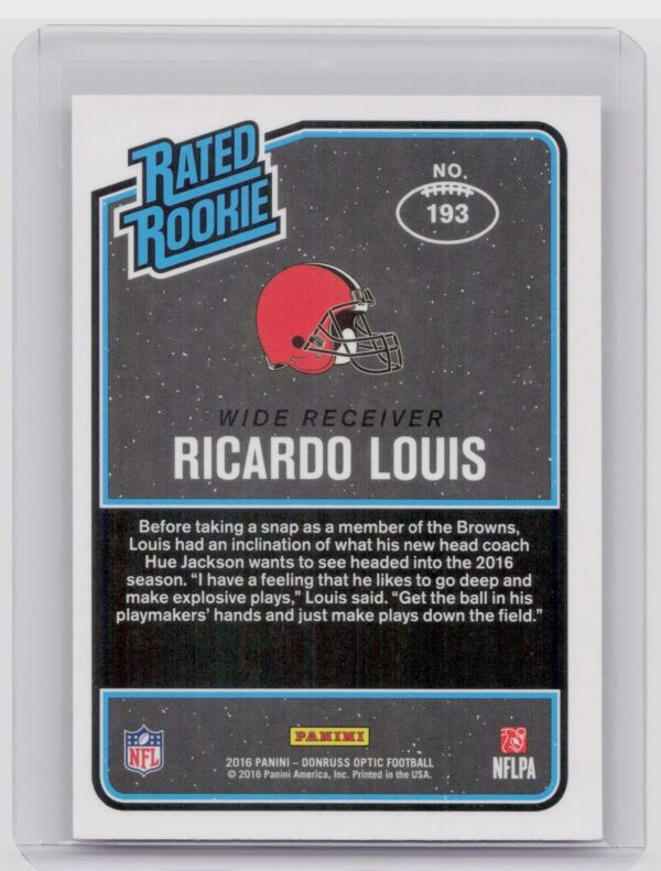 2016 Donruss Optic Ricardo Louis Pink #193 Browns - Image 3