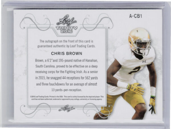 2016 Leaf Trinity Chris Brown AU #A-CB1 Irish Signatures Gold - Image 3