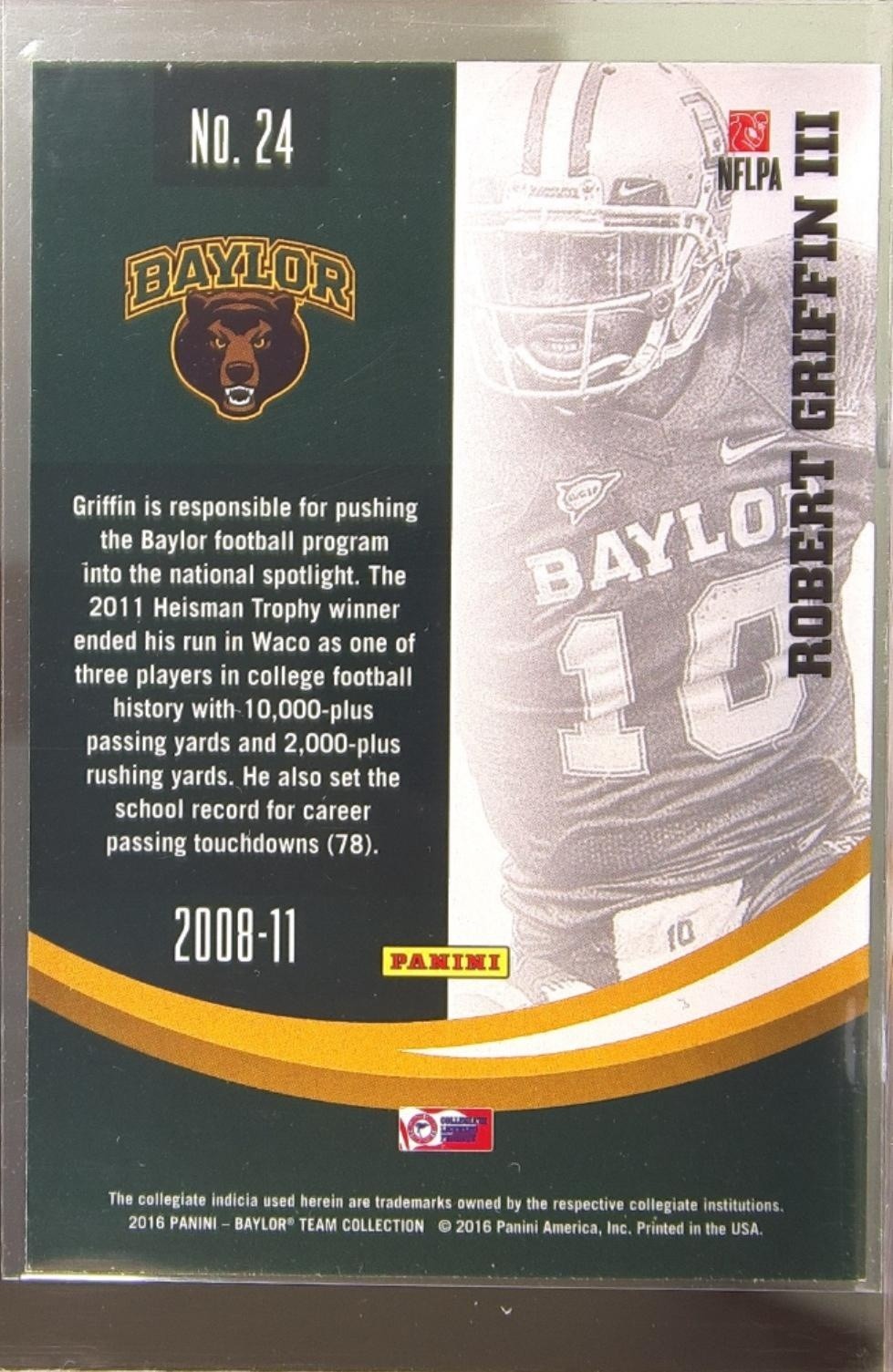 2016 Panini Baylor Bears Robert Griffin III #24 Bears - Image 3