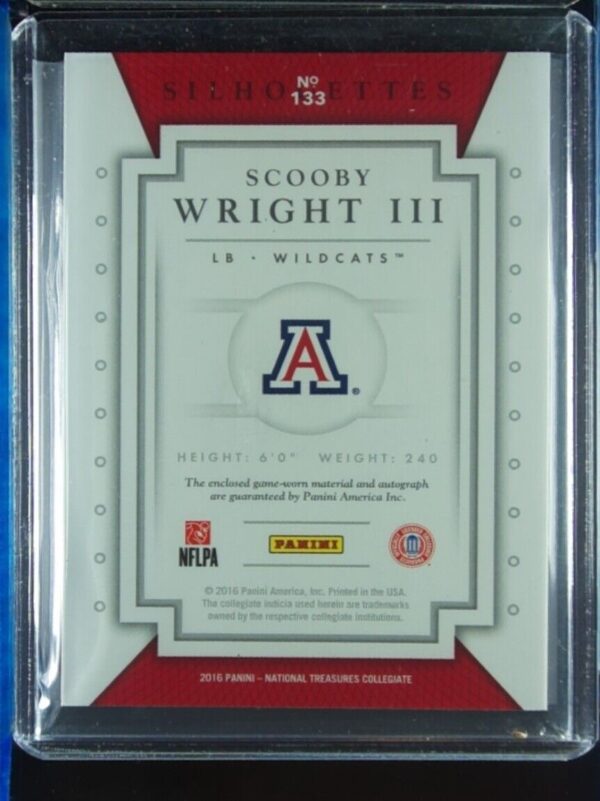 2016 Panini National Treasures Collegiate Scooby Wright III #133 Wildcats - Image 3