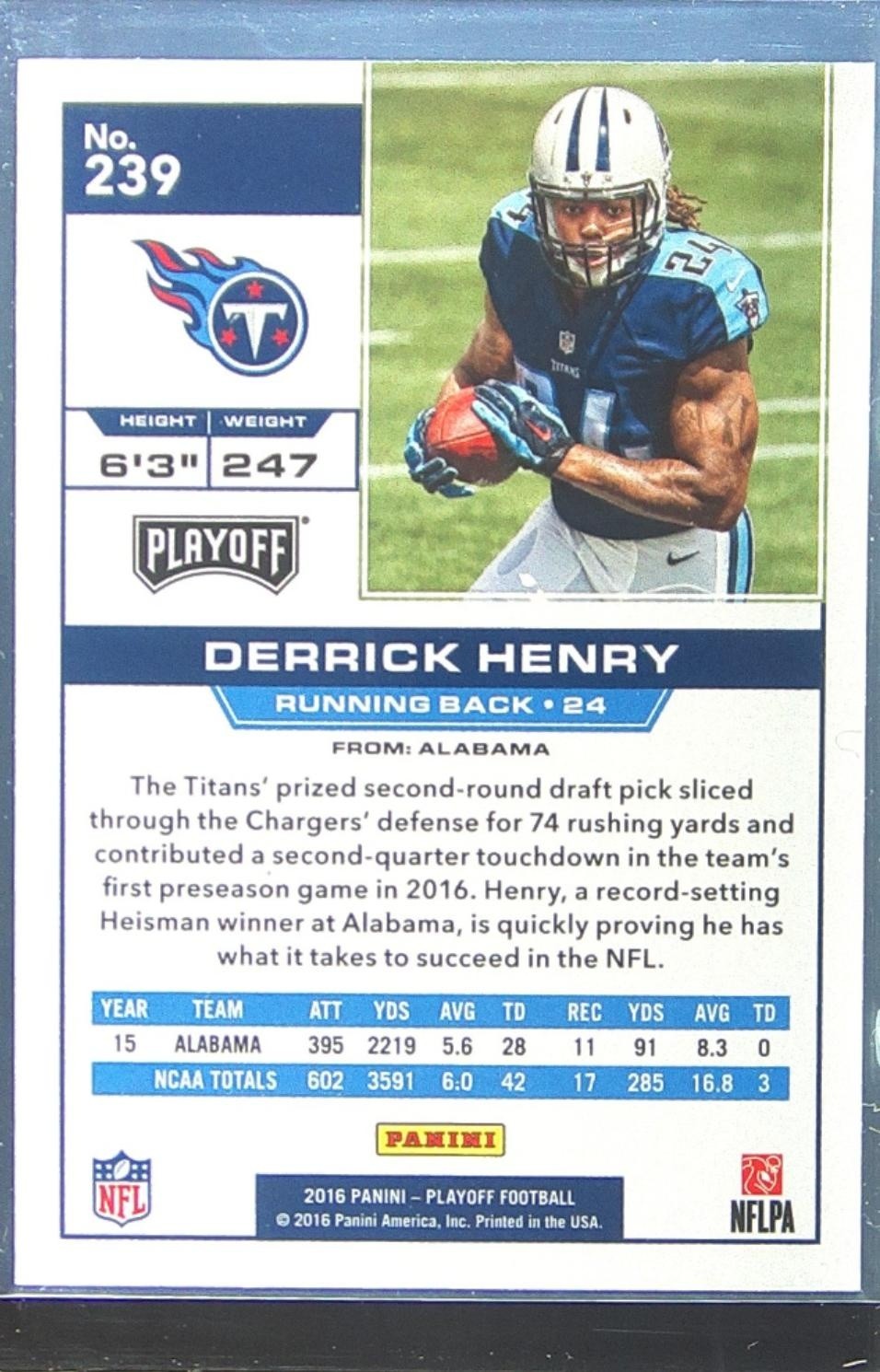 2016 Playoff Derrick Henry RC #239 Titans - Image 3
