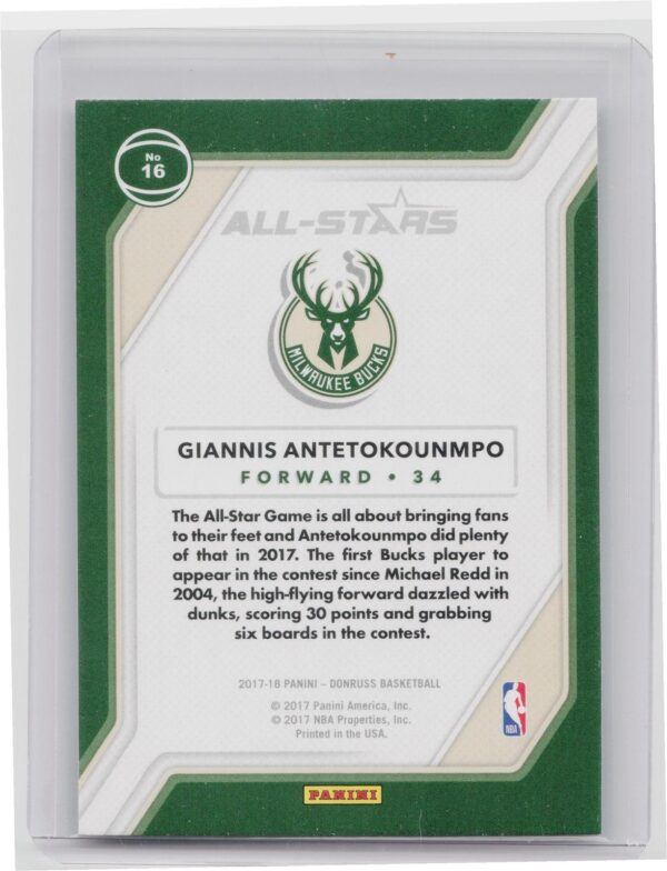 2017-18 Donruss Giannis Antetokounmpo #16 Bucks All Stars - Image 3