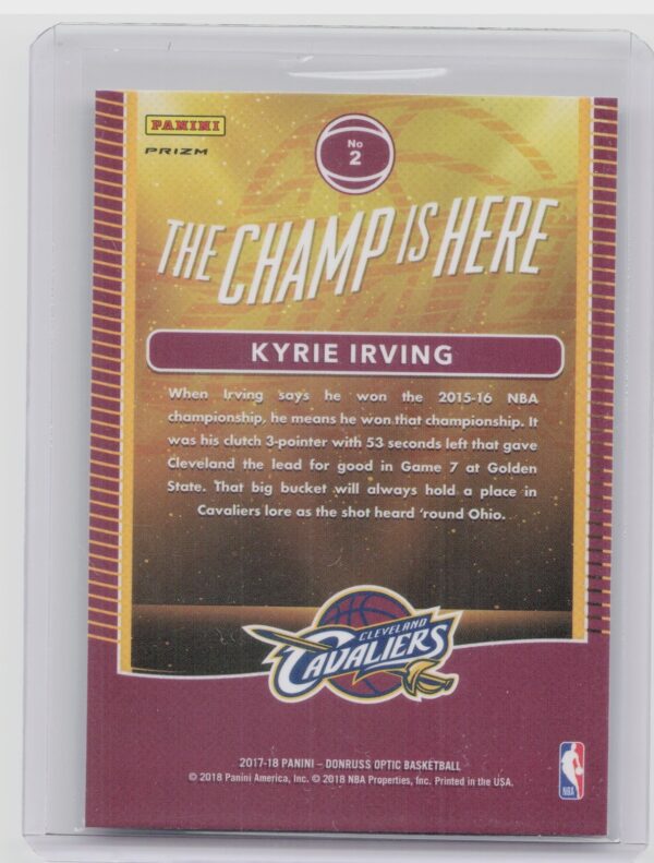 2017-18 Donruss Optic Kyrie Irving #2 Cavaliers The Champ is Here Holo - Image 3
