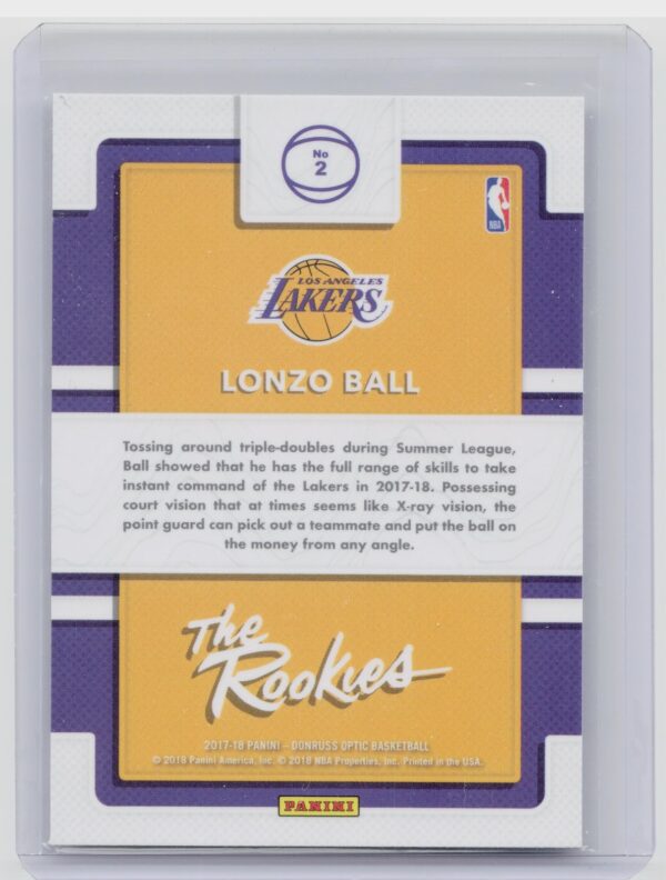2017-18 Donruss Optic Lonzo Ball #2 Lakers The Rookies - Image 3