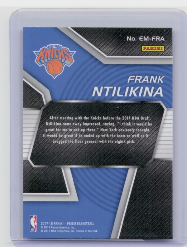 2017-18 Prizm Frank Ntilikina #EM-FRA Knicks Emergent - Image 3