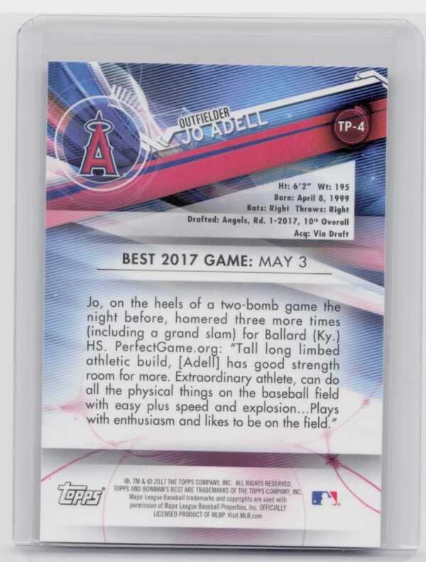 2017 Bowman's Best Jo Adell #TP-4 Angels Top Prospects - Image 3