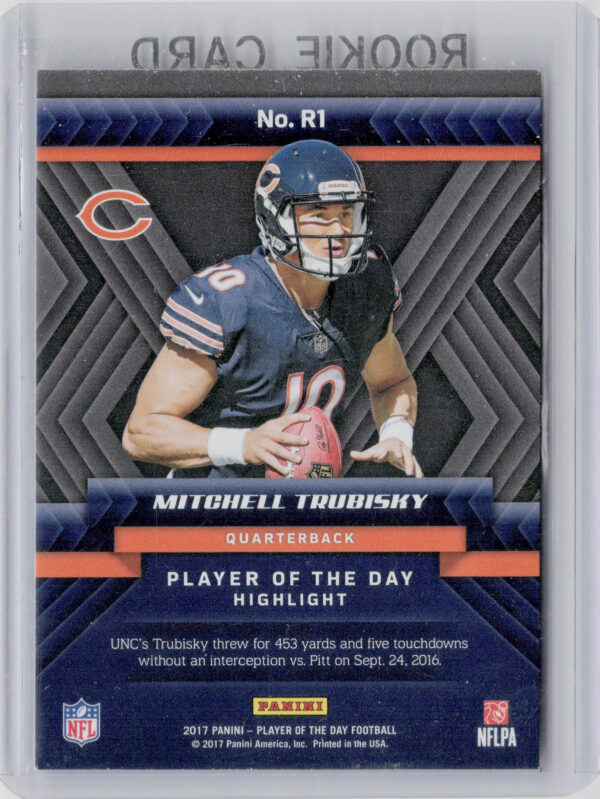 2017 Panini Player of the Day Mitchell Trubisky #R1 Bears Player of the Day Rook - Image 3