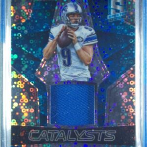 2017 Panini Spectra Matthew Stafford SN99 MEM #11 Lions Catalysts Neon Blue