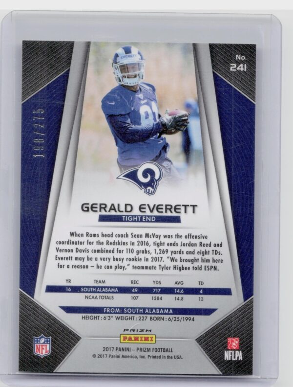 2017 Prizm Gerald Everett Prizm Orange /275 #241 Rams - Image 3