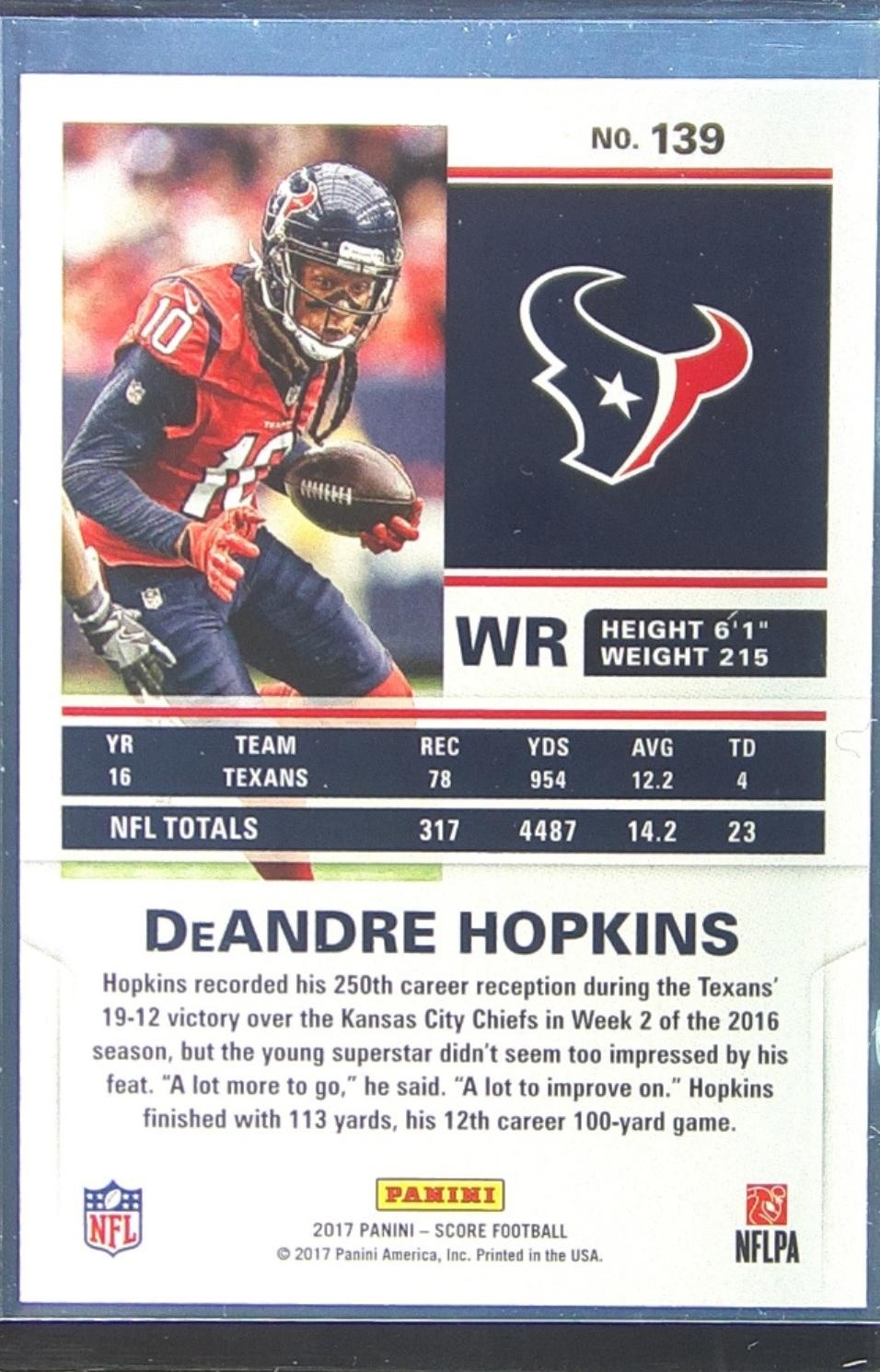 2017 Score DeAndre Hopkins Artist's Proof /35 #139 Texans - Image 3