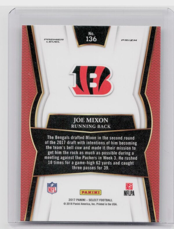 2017 Select Joe Mixon RC #136 Bengals - Image 3