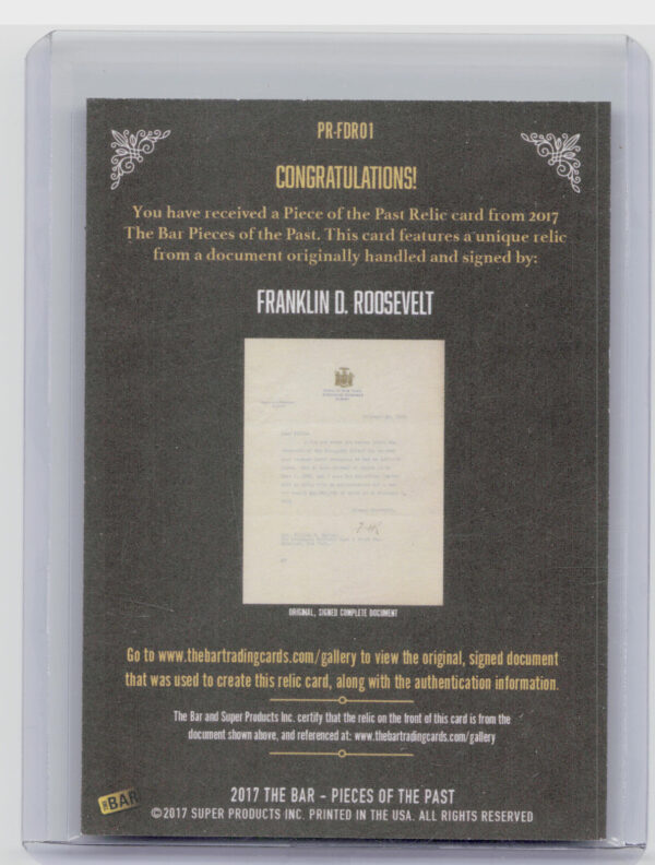 2017 The Bar Pieces of the Past  Franklin D. Roosevelt - Image 3