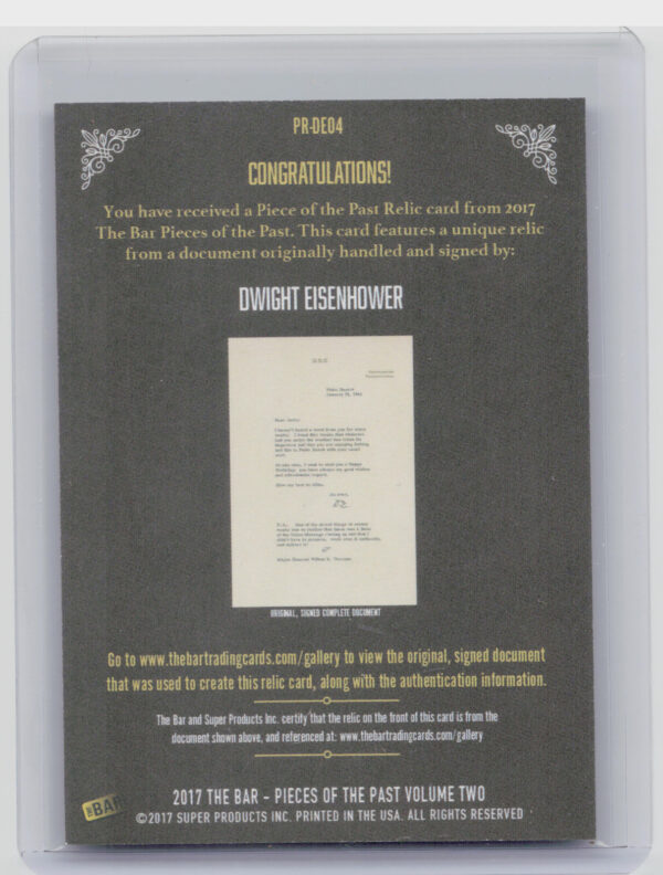 2017 The Bar Pieces of the Past Volume Two:  Dwight Eisenhower PR-DE04 - Image 3