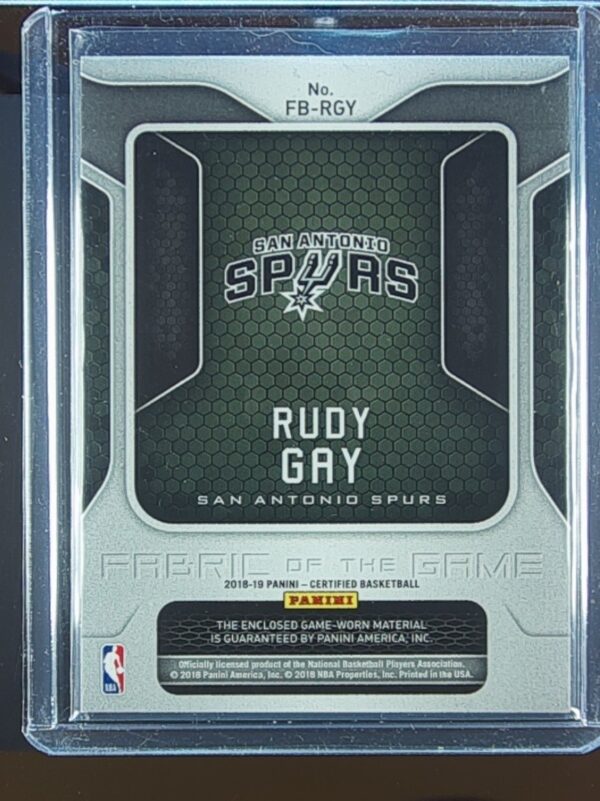 2018-19 Certified Rudy Gay JSY /149 #FB-RGY Spurs Fabric of the Game - Image 3