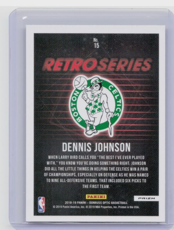 2018-19 Donruss Optic Dennis Johnson #15 Celtics Retro Series Holo - Image 3