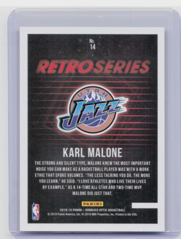 2018-19 Donruss Optic Karl Malone #14 Jazz Retro Series - Image 3