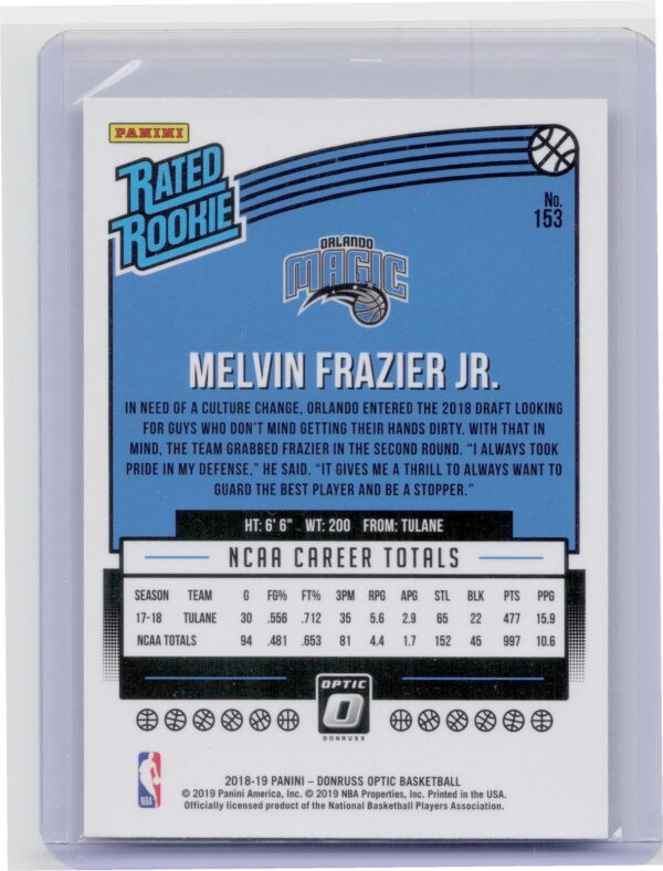 2018-19 Donruss Optic Melvin Frazier Jr. RC #153 Magic - Image 3