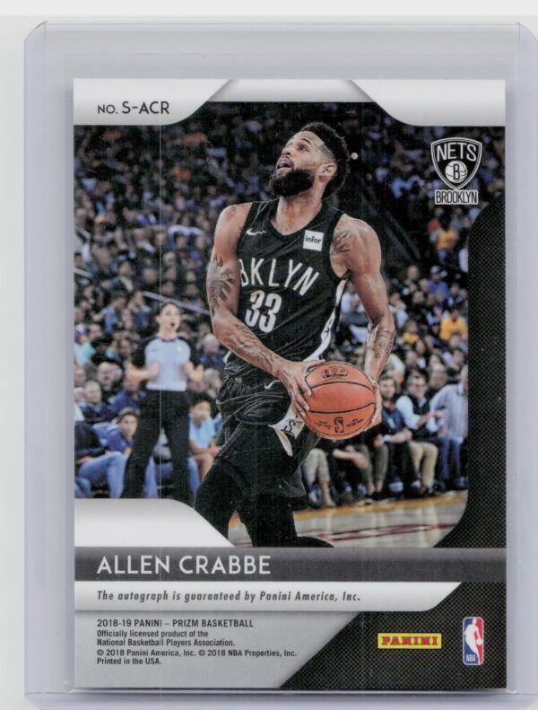 2018-19 Panini Prizm Allen Crabbe AU #S-ACR Nets Signatures - Image 3