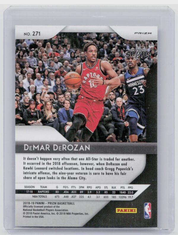 2018-19 Panini Prizm DeMar DeRozan Prizms Silver #271 Spurs - Image 3