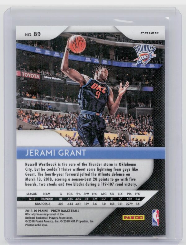2018-19 Prizm Jerami Grant Prizms Hyper #89 Thunder - Image 3
