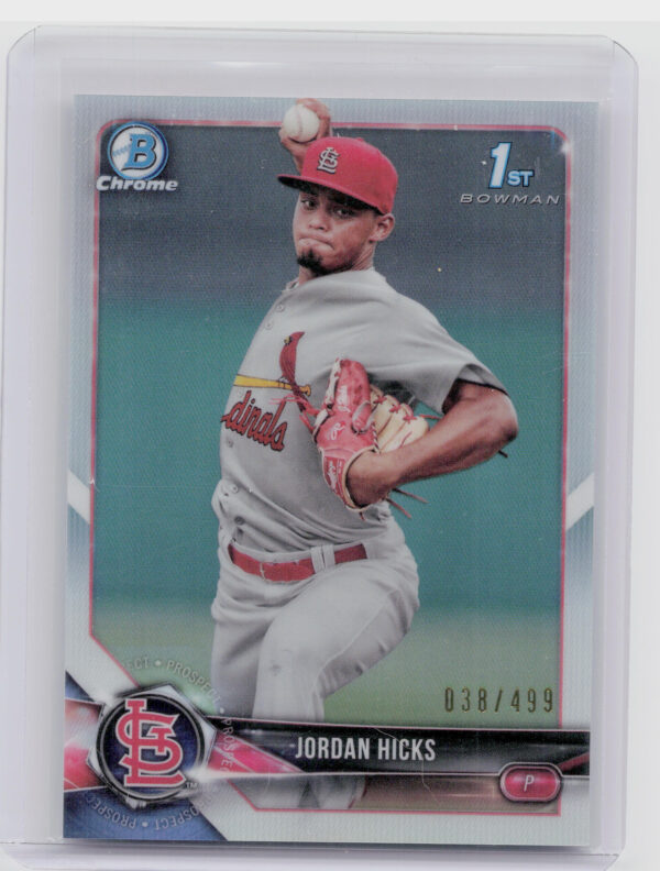 2018 Bowman Jordan Hicks SN499 #BCP123 Cardinals Chrome Prospects Refractor