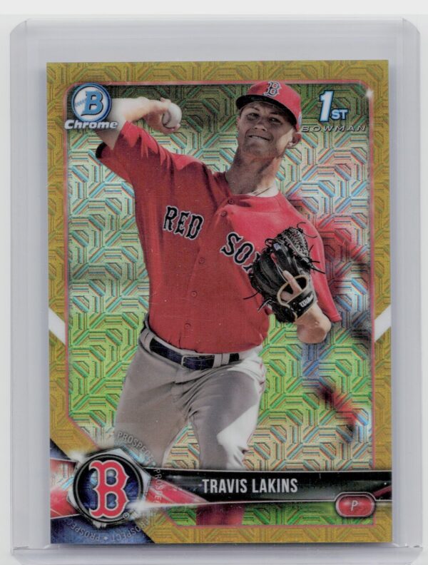 2018 Bowman Travis Lakins /50 #BCP139 Sox Chrome Prospects Mojo Refractor Gold