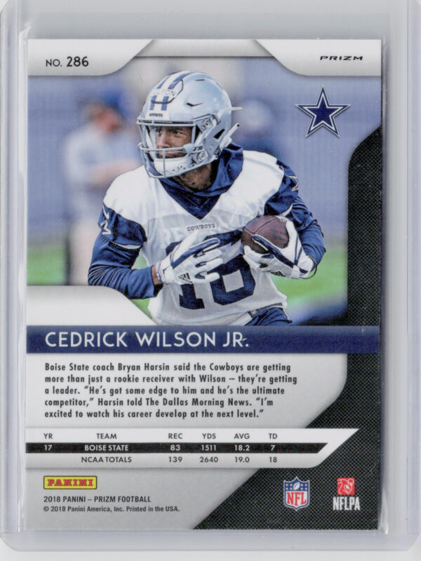 2018 Panini Prizm Cedrick Wilson Jr. Prizm Red White and Blue #286 Cowboys - Image 3