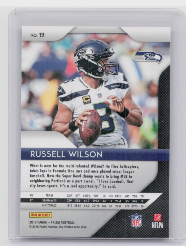 2018 Panini Prizm Russell Wilson #19 Seahawks - Image 3