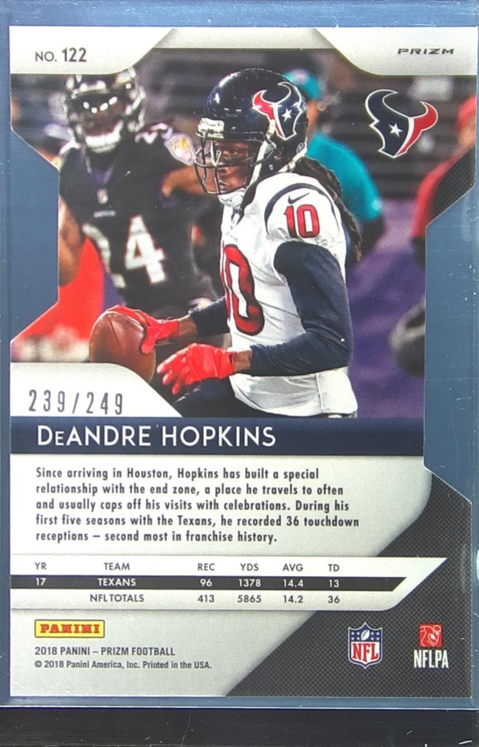 2018 Prizm DeAndre Hopkins Prizm Orange Die Cut /249 #122 Texans - Image 3