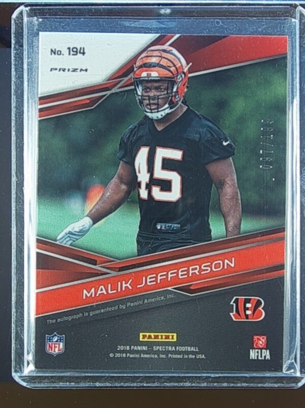 2018 Spectra Malik Jefferson AUTO RC /199 #194 Bengals - Image 3