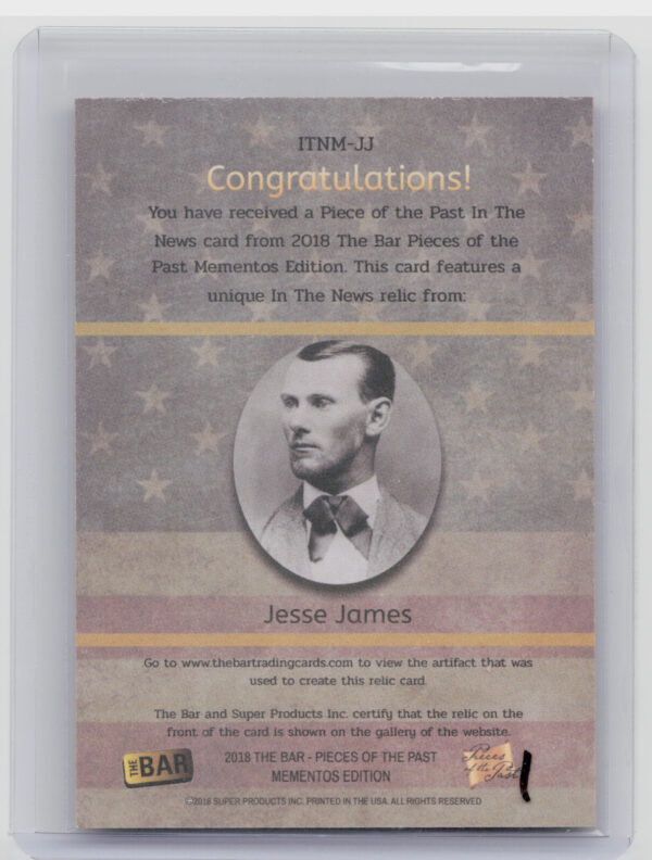 2018 The Bar Pieces of the Past Momentos Edition: Jesse James - Image 3