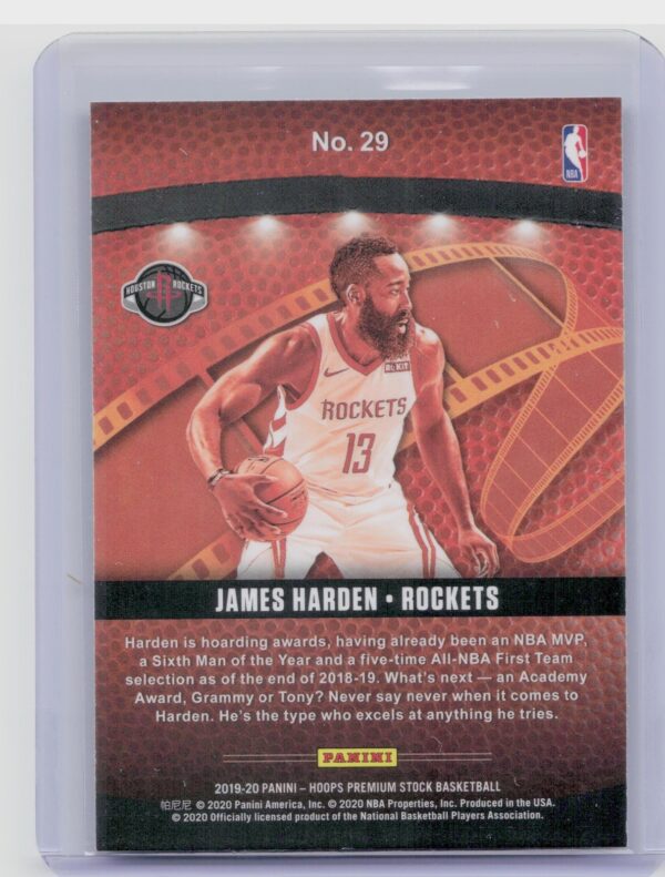 2019-20 Hoops James Harden #29 Rockets Lights Camera Action - Image 3
