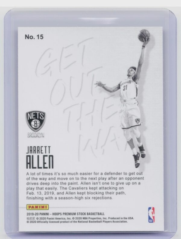 2019-20 Hoops Premium Stock Jarrett Allen #15 Nets Get Out The Way - Image 3