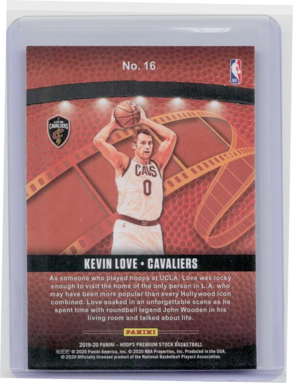 2019-20 Hoops Premium Stock Kevin Love #16 Cavaliers Lights Camera Action - Image 3