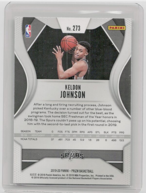 2019-20 Panini Prizm Keldon Johnson RC #273 Spurs - Image 3