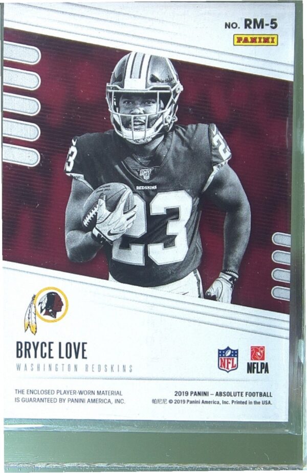 2019 Absolute Bryce Love JSY RC #RM-5 Redskins Absolute Rookie Materials - Image 3