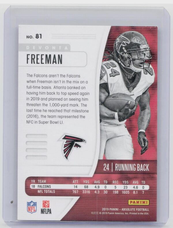 2019 Absolute Devonta Freeman Green Spectrum /25 #81 Falcons - Image 3