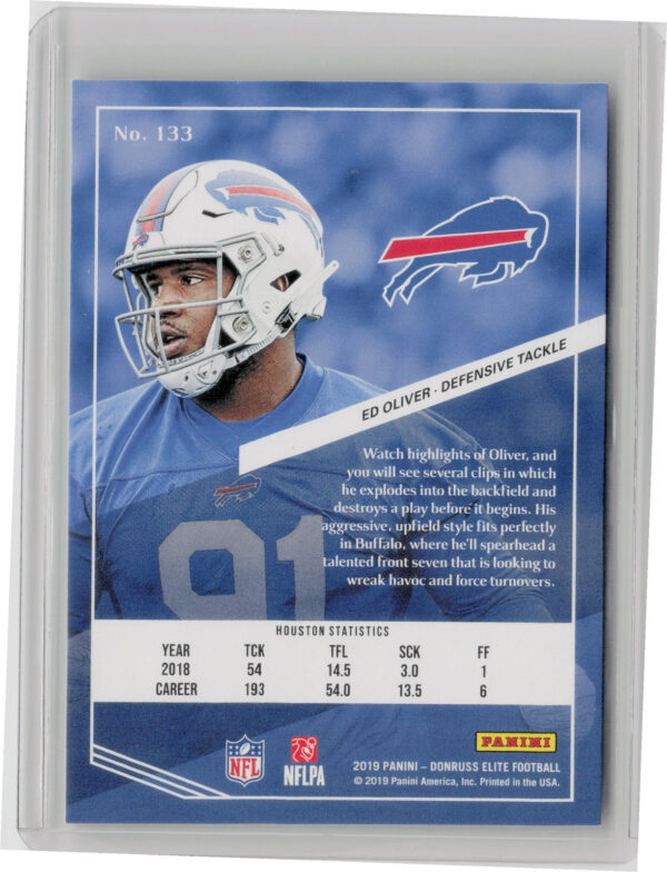 2019 Donruss Elite Ed Oliver RC SN699 #133 Bills - Image 3