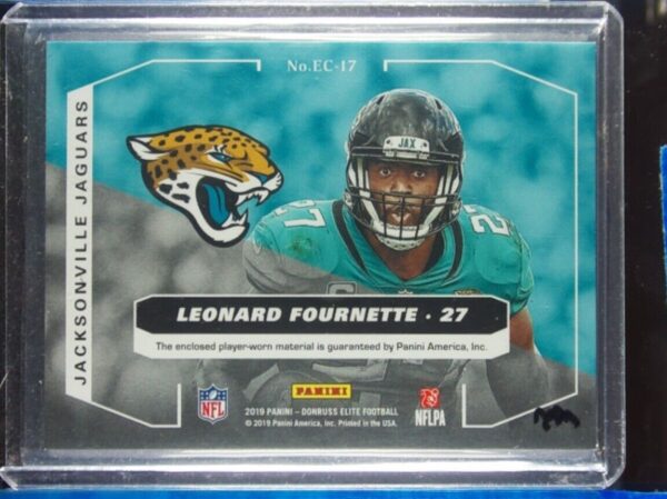 2019 Donruss Elite Leonard Fournette MEM SN49 #EC-17 Jaguars Elite Coverage Prim - Image 3