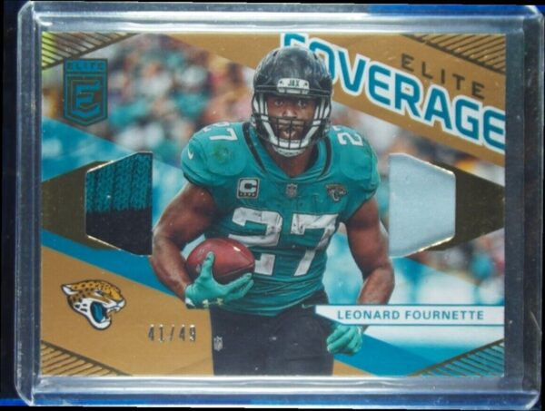 2019 Donruss Elite Leonard Fournette MEM SN49 #EC-17 Jaguars Elite Coverage Prim